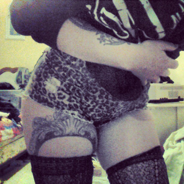 placebosuicide:  #thighhighthursday in my messy room.   @jessytai @suicidegirls #tattoo