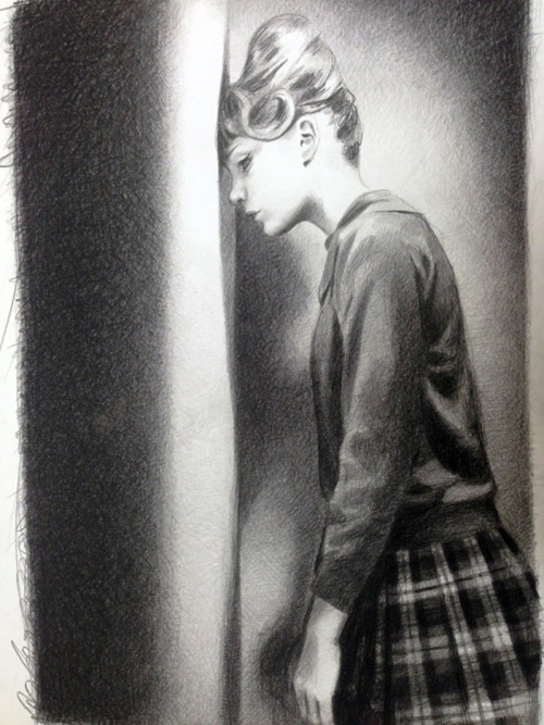 Mercedes Helnwein (Austrian Irish, b. 1979, Vienna, Austria) - Waterbound, 2013 Drawings: Black Penc