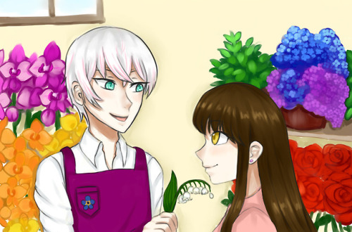 Saeran with his own floral shop❀ ✿