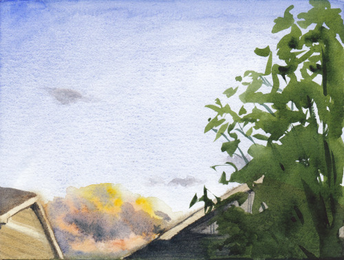 Quick direct watercolor of a Colorado sunset via dear E. Happy with how I was able to loosen up brus