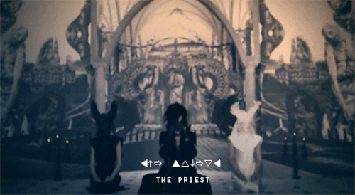 wasteland-goddess:   AU where Ruki is a cult priest who summons Demon Uruha through sacrificing Reit