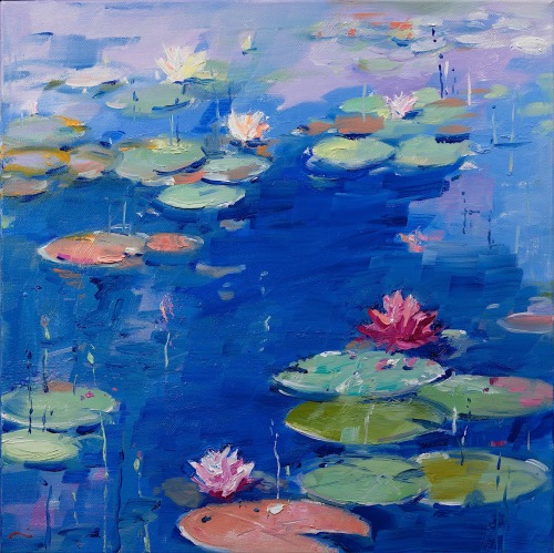 Li Zhou aka Zhou Li (b. Shanghai, based Melbourne, Australia) - Water Lily VII, Paintings: Oil on Ca