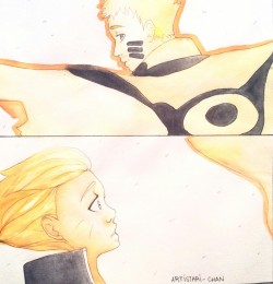 artistari-chan:   “Otouchaaaaaaaan!!” This scene is so sad, but one of my favourites ❤    I will do every my favourite scene of the Boruto the Movie with watercolours, watch me ;) 