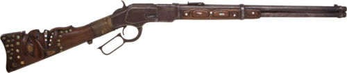 Incredible Winchester Lever Action Rifle decorated by Native Americans living in the Northwest.  Bot