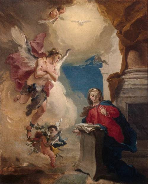 giovanni-battista-tiepolo: Annunciation, 1725, Giovanni Battista TiepoloMedium: oil,canvas