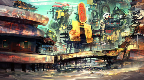 Downtown by Oscar Gregeborn. (via ArtStation - Downtown, Oscar Gregeborn) More concept art here.