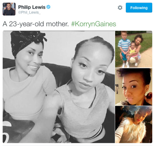 the-movemnt:Korryn Gaines, a 23-year-old mother, was shot and killed by Baltimore policeKorryn Gaine