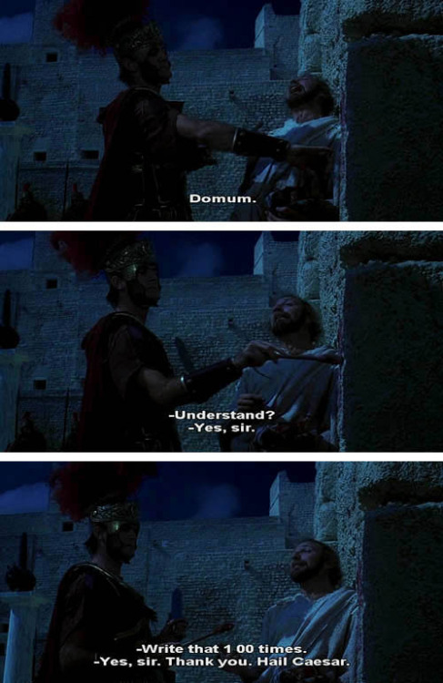 fozmeadows:  solarbird:  ayellowbirds:  aswiftfooted: Monty Python’s Life of Brian (1979). The story goes that John Cleese used to teach Latin, and drew upon that experience for this scene—leading to many of his former students howling with laughter