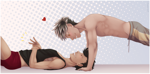 gezeit:  (”ノ°▽°)ノ   The secret behind Bokuto’s hot body…BOYFRIEND TRAINING MOTIVATION GO!! errr. So while i was obsessing over Bokuroo with @snowflakers I came to realize that everything i’ve drawn for them up till now was just…either