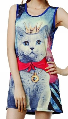 wickedclothes:  Cat Prince Dress This sleeveless dress features a print of a royal cat against a galactic backdrop. Currently on sale for just ů.30 with FREE SHIPPING at Amazon!