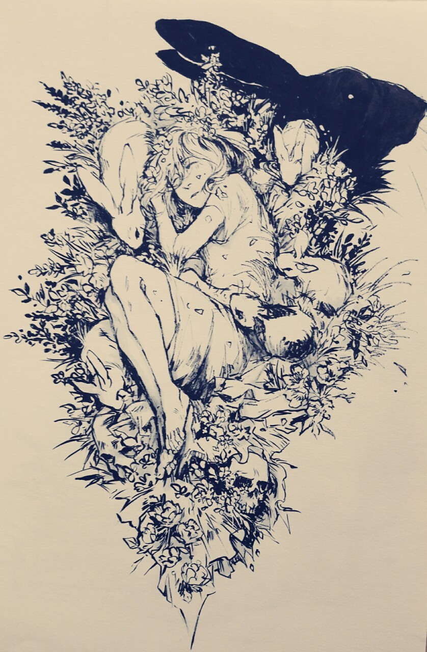 paper-umbrella:  Inktober drawings done so far.  1. Lost       || 2. Origin  3. Meeting