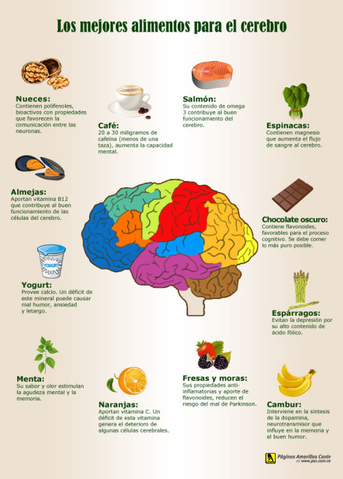 gimnasiacerebral:  ¿Sabes cuáles son los mejores alimentos para el cerebro?Son éstos:Las nueces: contienen polifenoles, bioactivos con propiedades que favorecen la comunicación entre las neuronas.Café: 20 a 30 miligramos de cafeína (menos de una