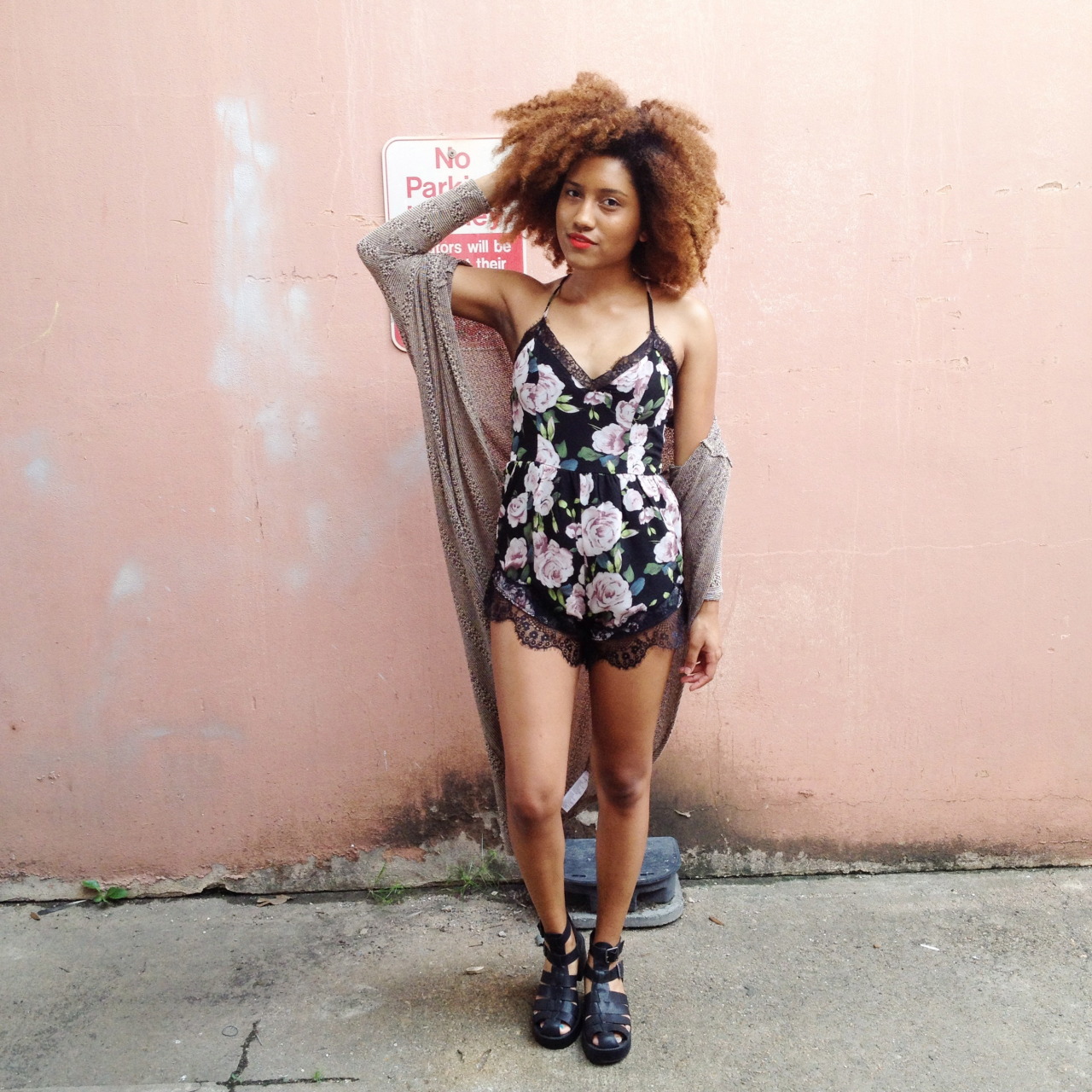 blackfashion:  Andrea/ 21/ Texas (deerandthewolf.blogspot.com)  Romper: Missguided