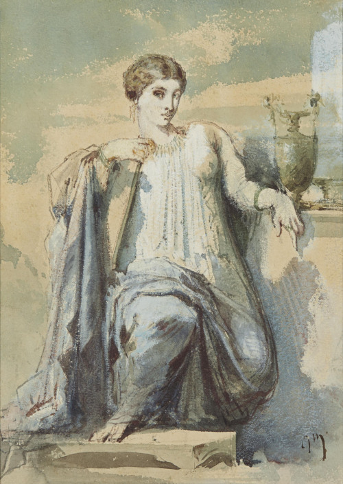 Sapho, or Jeune Femme au Vase by Gustave MoreauFrench, 19th centurygraphite, watercolor, and gouache