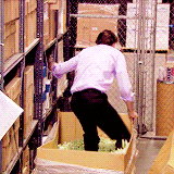 halpertjames:   jim halpert /// drunk    My FAVORITE is when he gets in the box. Like as if Pam is gonna have sex with him…in a box…in the warehouse. Then she just turns around and walks away and he trips getting out of the box. It gets