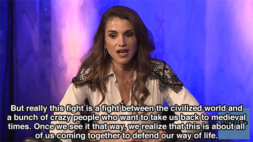 goshawke:  last-snowfall:  thewinstonisin:  stele3:  fuckyeah-nerdery:  huffingtonpost:Queen Rania: Let’s Drop The First ‘I’ In ISIS. There’s Nothing Islamic About ThemLONDON — Queen Rania of Jordan said Thursday evening that there is nothing