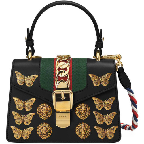 Gucci Sylvie animal studs leather mini bag ❤ liked on Polyvore (see more chain strap purses)