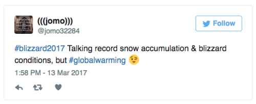 geno9999: haybuck-pony:  wilwheaton:  the-future-now:  No, Winter Storm Stella doesn’t disprove climate change Climate change deniers are at it again. The logic goes, “How could global warming be real when your driveway is  piling up with cold, cold