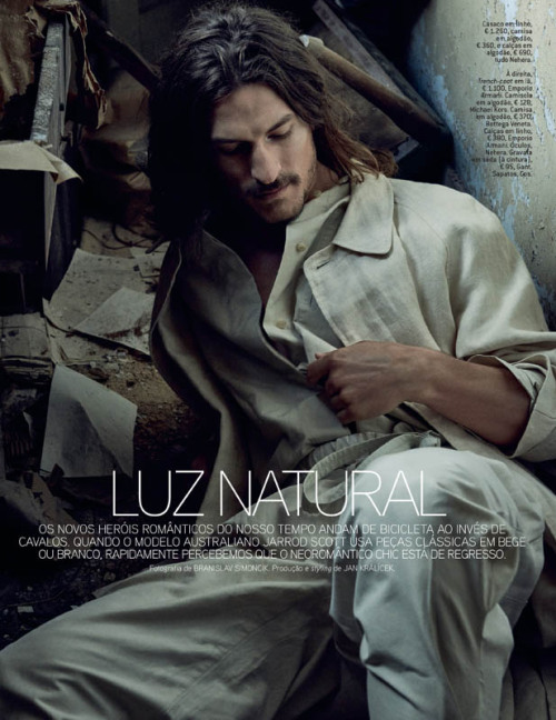 revorish:  GQ Portugal  ‘Luz Natural’ featuring Jarrod Scott by  Branislav Simoncik with styling from Jan Kralicek x the April 2016 Issue of GQ Portugal