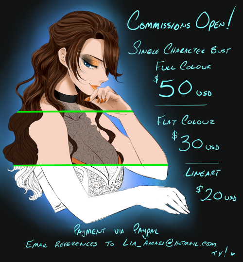 liaamari17: Commissions are open! If you are interested, please send me a message and I will get bac