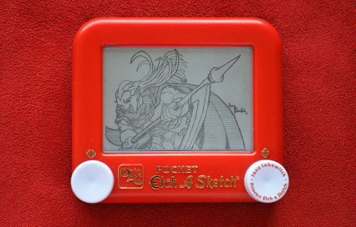 retrogamingblog:Nintendo Etch-a-Sketch Art made by Jane Labowitch Thanks so much for the shout-out a