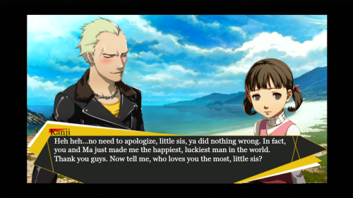 lframe-of-mindl:  AU where everything is the same except Kanji has feelings for Narukami, and he is siblings with Nanako. While spending with him, Nanako decides to ask him a question…(Sorry you guys I just REALLY love the concept of Nanako being Kanji’s