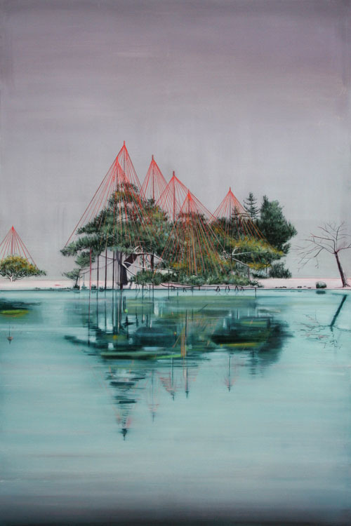 sextuplet:  Thomas Lamb » Japanese Pine Trees near Frozen Lake 
