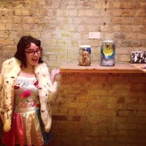 dawndavenp0rt:  Artist life (at Cafe Hey)  Kewl dress! Is that an ice cream cone? You are the beautifulest. Muah!