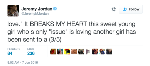 noctis-nova:  refinery29:  Supergirl actor says his cousin is trapped at an anti-gay boarding school Actor Jeremy Jordan is campaigning for help to rescue his cousin Sarah from what he says is an anti-gay Christian boarding school in East Texas. According