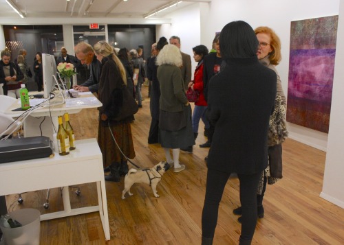 A lard crowd for Galerie Richard NYC’s opening reception for Joseph Nechvatal and his latest e