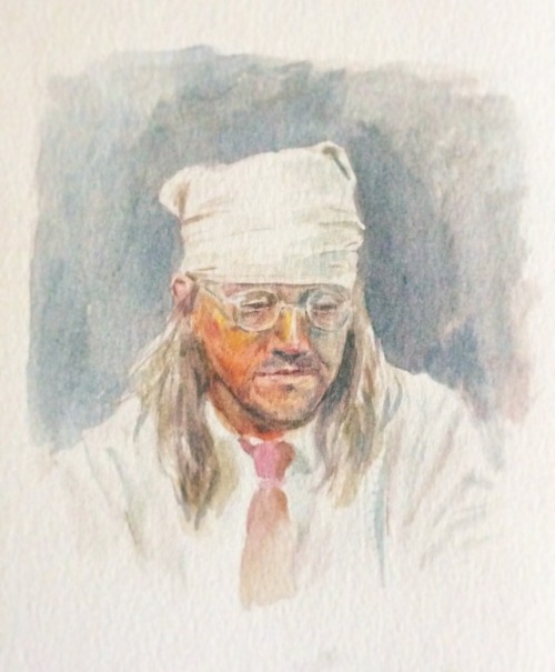 dsamuelsonart:Watercolor sketch of David Foster Wallace