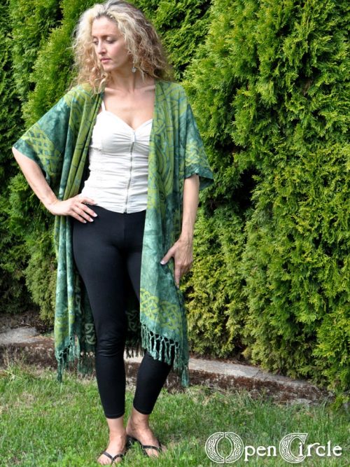 Beautiful New Jackets and Shawls like this Green Celtic Print Jacket, now Available at Eclectic Arti