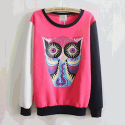 vibeboutique:  Our New Neon “Tribal Owl” Print Sweatshirts. 