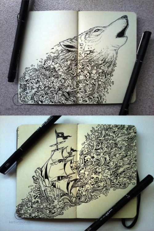 cantcurestupid: erinbowman: Incredible Moleskine drawings by Kerby Rosanes OH COME ON.