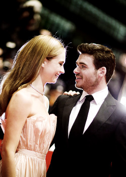 lilyjamessource: Lily James &amp; Richard Madden at the premiere of Cinderella during the 65th Annual Berlinale International Film Festival.