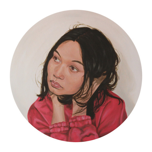 I got to paint an angel- Bic Runga lost in thought. Oil on Board, 400mm across, 2018. 