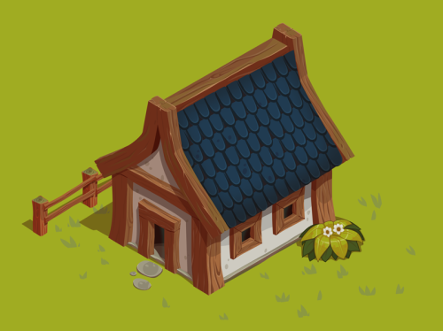Medieval isometric houses and objects :) vector done