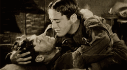 iwriteaboutfeminism:spockyourmind:The first on-screen kiss between two men.&ldquo;Wings&rdquo;, 1927Wings was the first film to win an Academy Award for best picture and was the only silent film to ever win in that category.