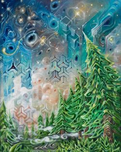 filthy-hippie-vibes:  stoey8:  psykedelix:  The Welch Brothers- Astral Forest  daaang…  This was at What The Festival 2015 as large print and I got stuck on it for about 45 minutes to a full hour. So beautiful. 