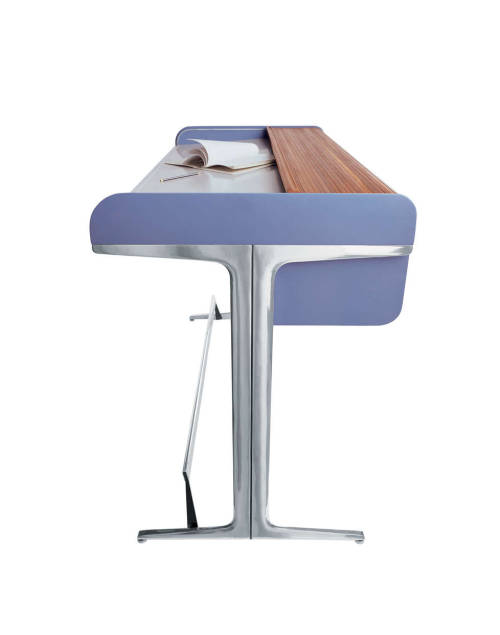 Robert Probst & George Nelson, Action Office I, 1964. Roll-top high desk, perch stool, separate 