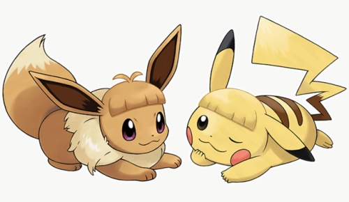 matthulksmash: werewolfhusband: shelgon: Official artwork for Pikachu and Eevee customization in Pok