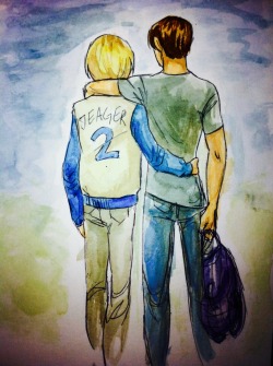 robodtcat:  eremin watercolour doodle at 1.40am (yes I need to wake up like 6, hush) just some generic high school au also what is anatomy 