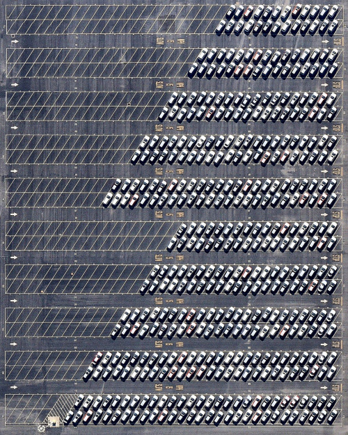 dailyoverview: Cars await processing at the Port of Richmond, located on San Francisco Bay in Califo