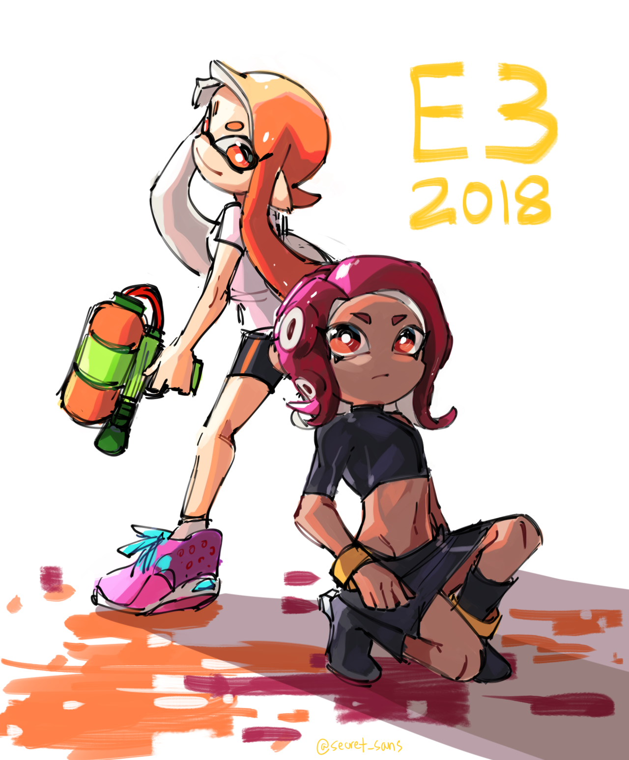 secret-sans:something quick i drew because splatoon this e3… and another piece