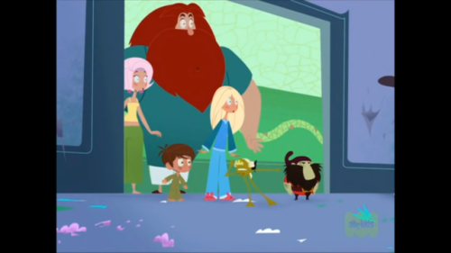 Another French cartoon called A Kind of Magic. In some episodes, the father ogre, Gregore is wearing a t-shirt and light blue boxers as his nightwear. This episode is Ugly, Idle, and Nasty.