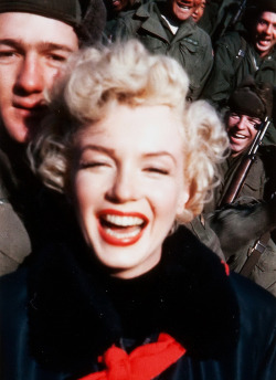 clarabows:  Marilyn Monroe in Korea, 1954. 