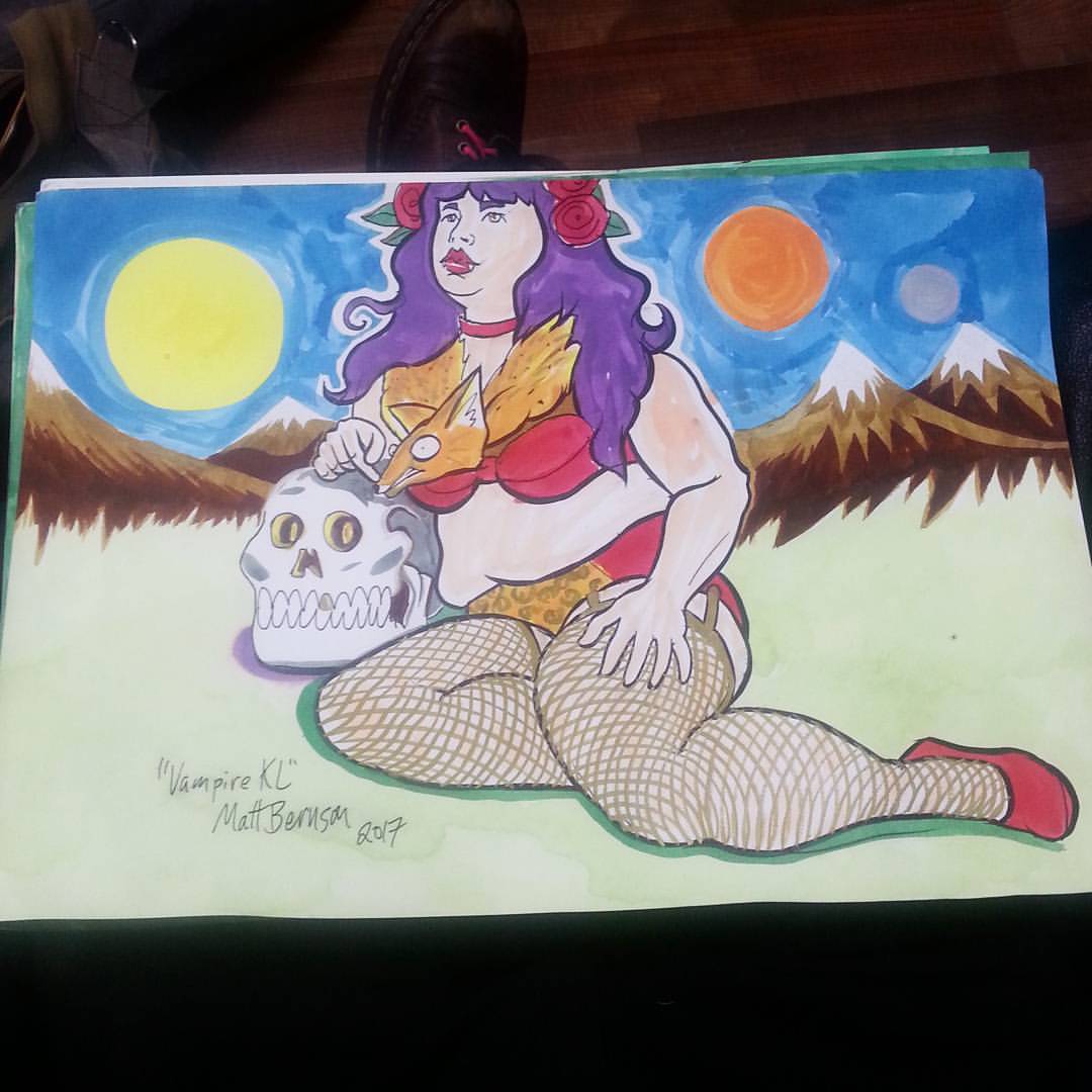Colored a drawing of Kristi Lyn from Dr. Sketchy&rsquo;s Boston.   #art #drawing