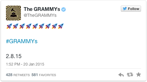 ladygagarumours:  The Grammy’s official Twitter account posted something strange on Tuesday. Nine rockets, with the “GRAMMYs” hashtag and air-date. Obviously, many people believe this to be a reference to Lady Gaga’s song ‘Venus,’ as in “Rocket