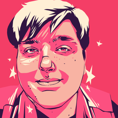 New year new icon! [Img Description: A stylized self portrait in a limited color palette. The figure