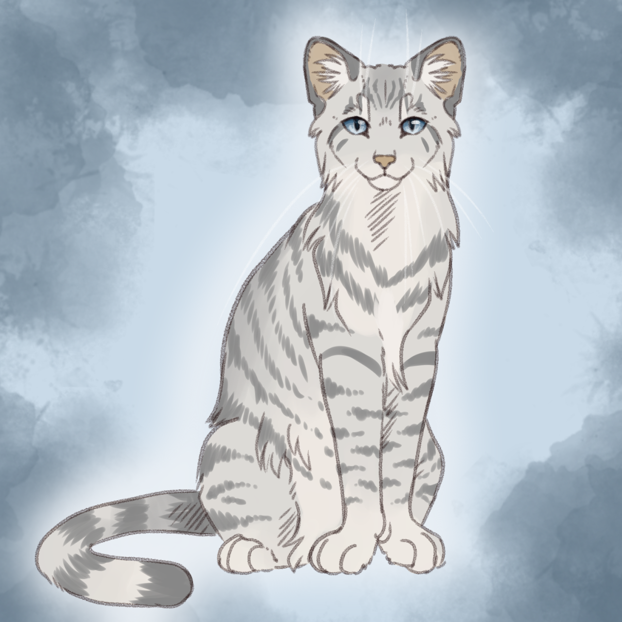 Slugs genetically accurate cats — Ashfur redo (Blue spotted tabby with low  white